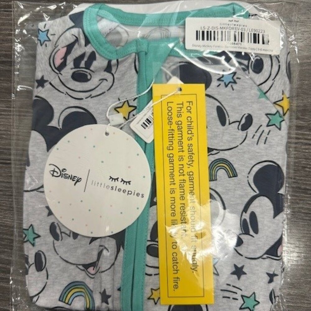 NIB Little Sleepies Disney Mickey Forever Zippy Size 3-6 months